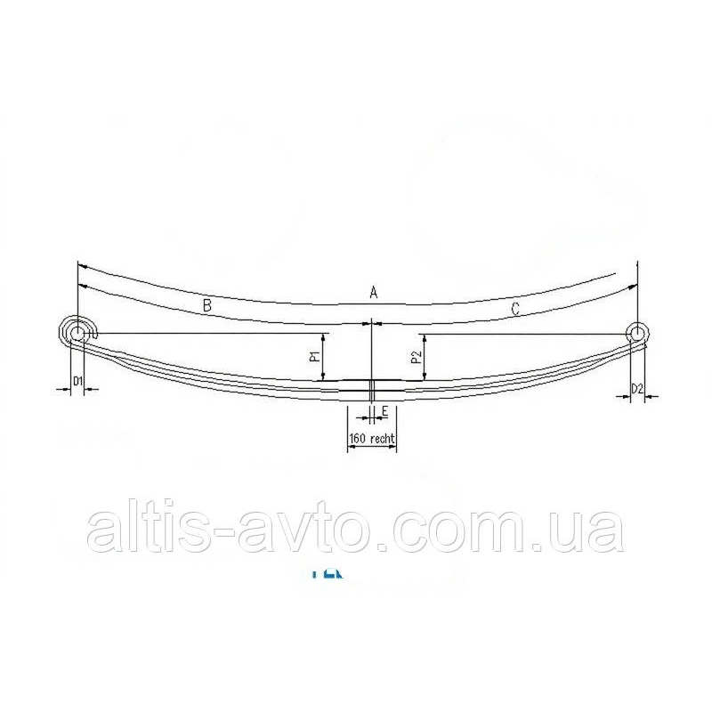 Рессора Volvo FH12, 16, FM7, 9, 10, 12 Шумахер усилиная Рессора Volvo FH12, 16, FM7, 9, 10, 12 Шумахер усилиная