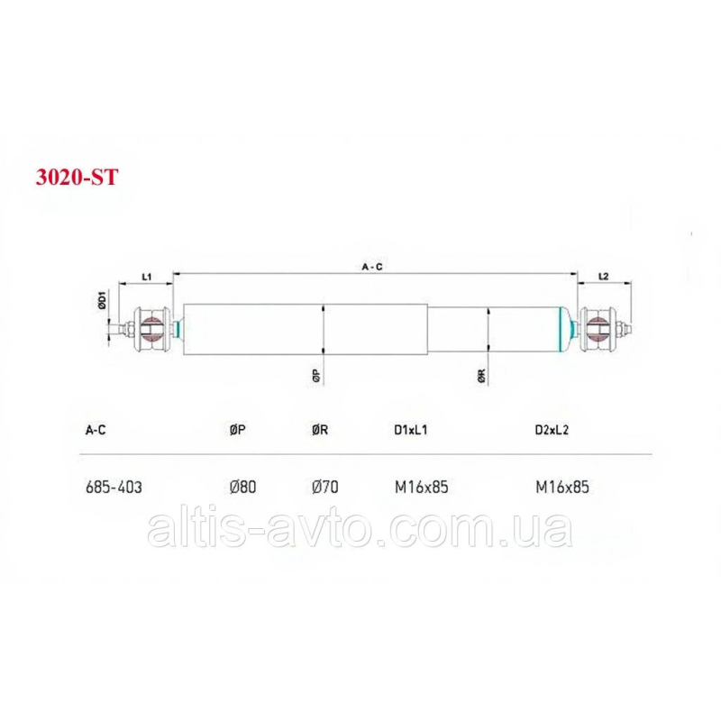 Амортизатор передний MAN E2000, F2000, M2000 L, F90, M90 ➤ 81437016633 Амортизатор передний MAN E2000, F2000, M2000 L, F90, M90 ➤ 81437016633