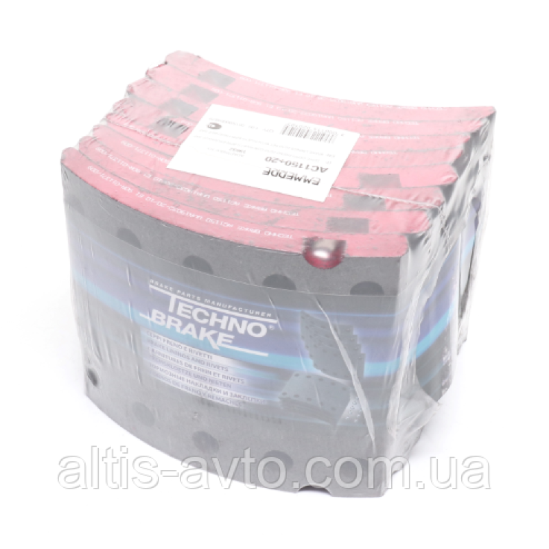 Тормозные накладки (комплект на ось) 420х180 2-й рем. BPW, KASSBOHRER, SAF (Techno Brake) AC1150+