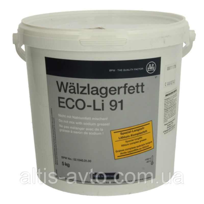 Смазка ступичная ECO-LI 91, 5 кг (оригинал BPW) 02.1040.31.00