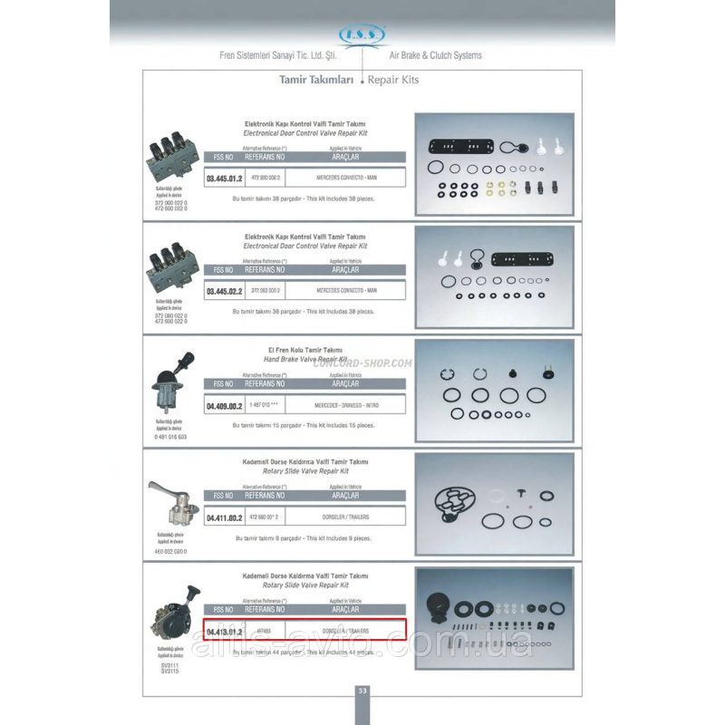 Ремкоплект крана подъема платформы DAF, Mercedes, IVECO ➤ I87465