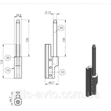 Кронштейн шарнира задней двери, на стойку, L=125 mm Schwarzmuller