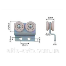 Ролик боковой шторы Ø31x25x10х66 SCHMITZ
