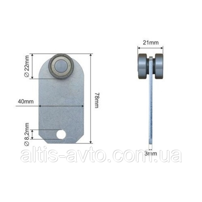 Ролик боковой шторы Ø22x21x78 KRONE