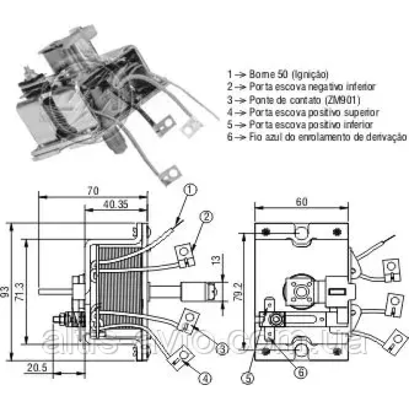 Втягивающее реле стартера DAF, MAN, Mercedes-Benz, Volvo, Scania ➤ Bosch 0330105001