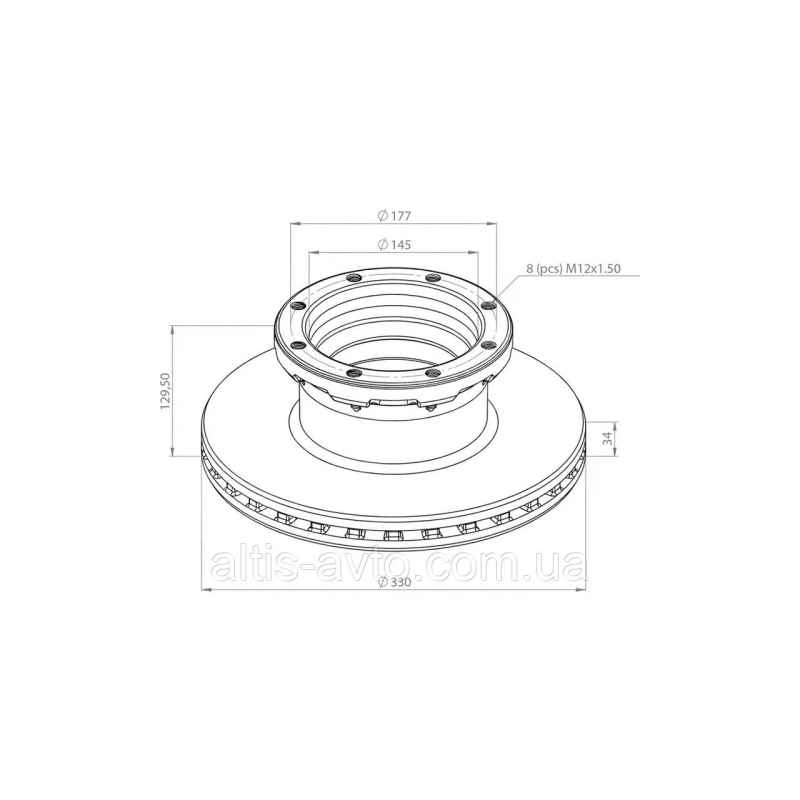 Диск тормозной MAN F2000, L2000, Mercedes Atego зад. вент ➤ 81508030039 Диск тормозной MAN F2000, L2000, Mercedes Atego зад. вент ➤ 81508030039