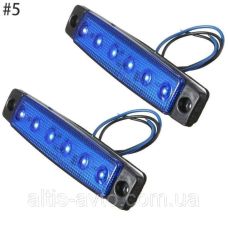 Фонарь габаритный 6 LED вдоль, синий ➤ YP-104B 12V