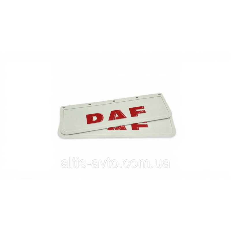 Комплект брызговиков передних белые “DAF“ красным, компл. 2шт!!, 3D!! ➤ MG102203