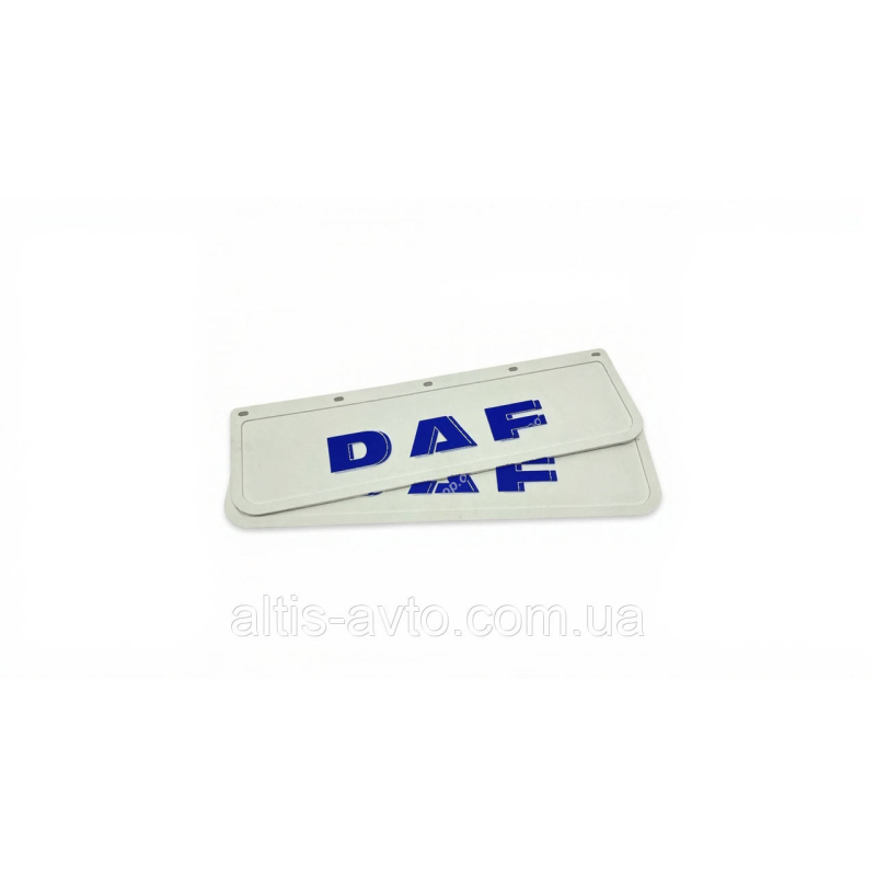 Комплект брызговиков передних белые “DAF“ синим, компл. 2шт!!, 3D!! ➤ MG102202 Комплект брызговиков передних белые “DAF“ синим, компл. 2шт!!, 3D!! ➤ MG102202